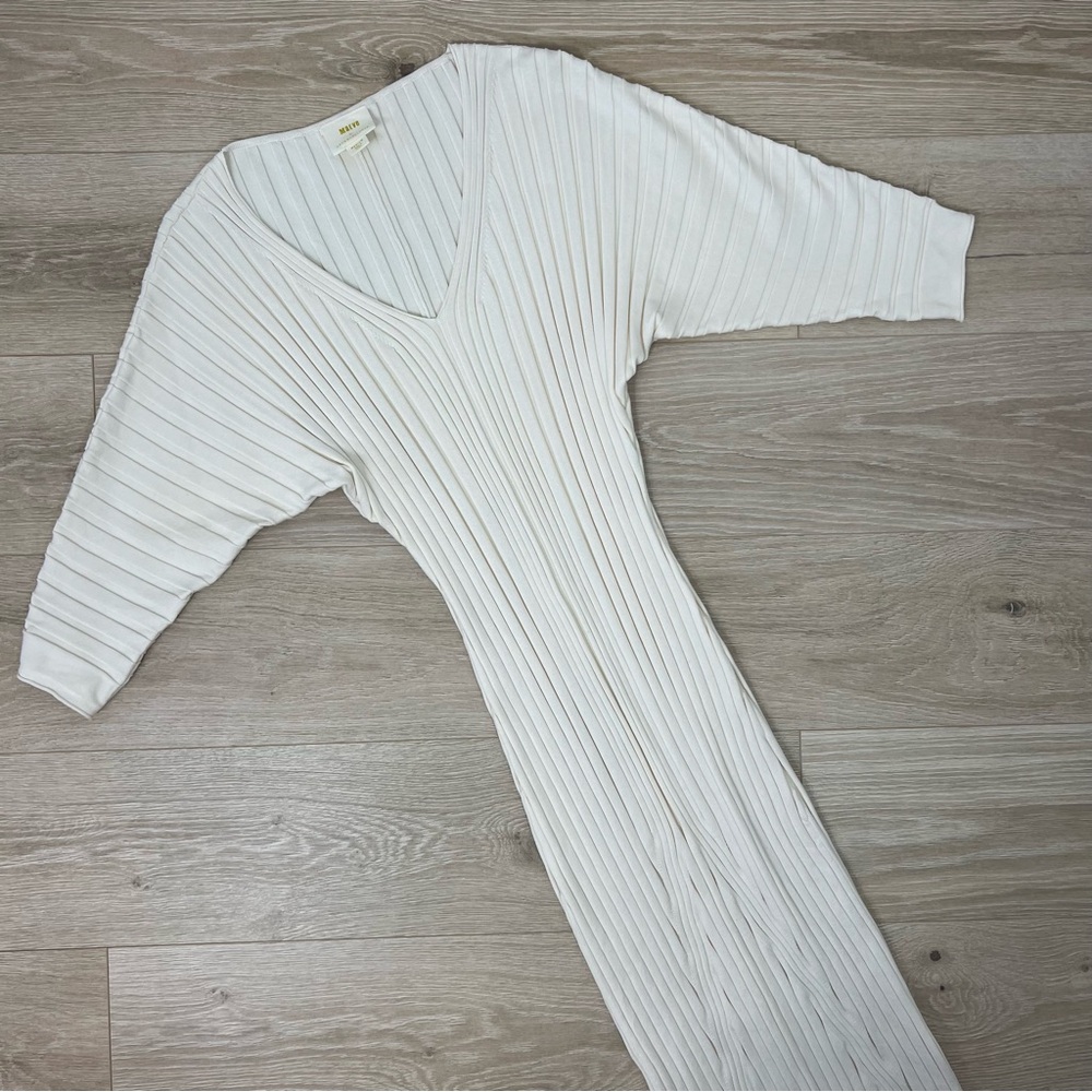 Anthropologie Maeve Cream Maris Ribbed Dress